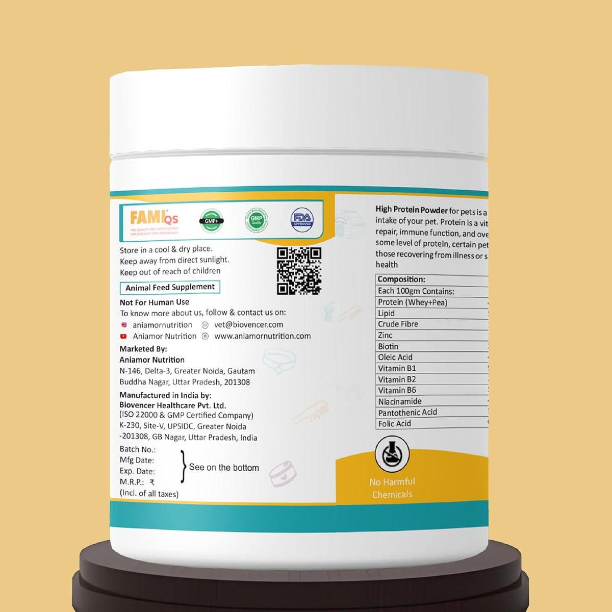 Aniamor High Protein Powder for Dogs and Cats|Weight Management|Pets Supplement|All Life Stage|200gm Jar