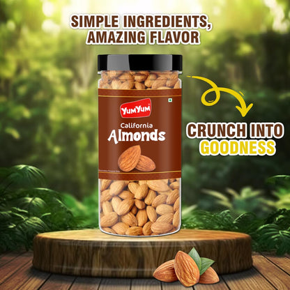 YUM YUM Pure California Almonds/Badam Whole, 500g, Real Nuts, High in Fiber, Badam Giri, Rich in Protein, Magnesium, Phosphorus and Dietary Fibre, Nuts & Dry Fruits