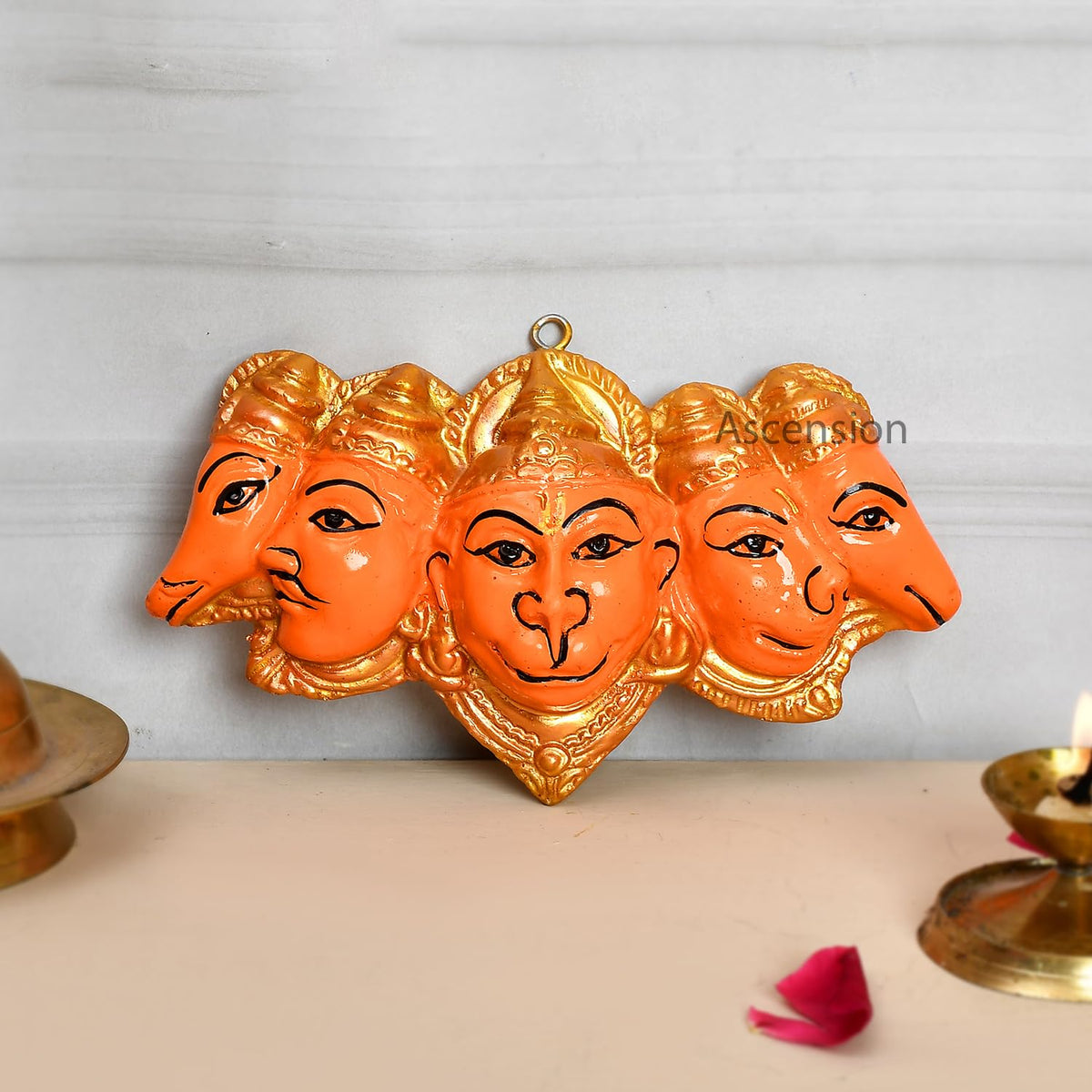 Polyresin Panchmukhi Hanuman Ji Murti Statue for Door Entrance Sankat Mochan Hanuman Ji Murti for Home Office Temple Decoration Hanging Hanuman murti Suitable for Vastu Pooja