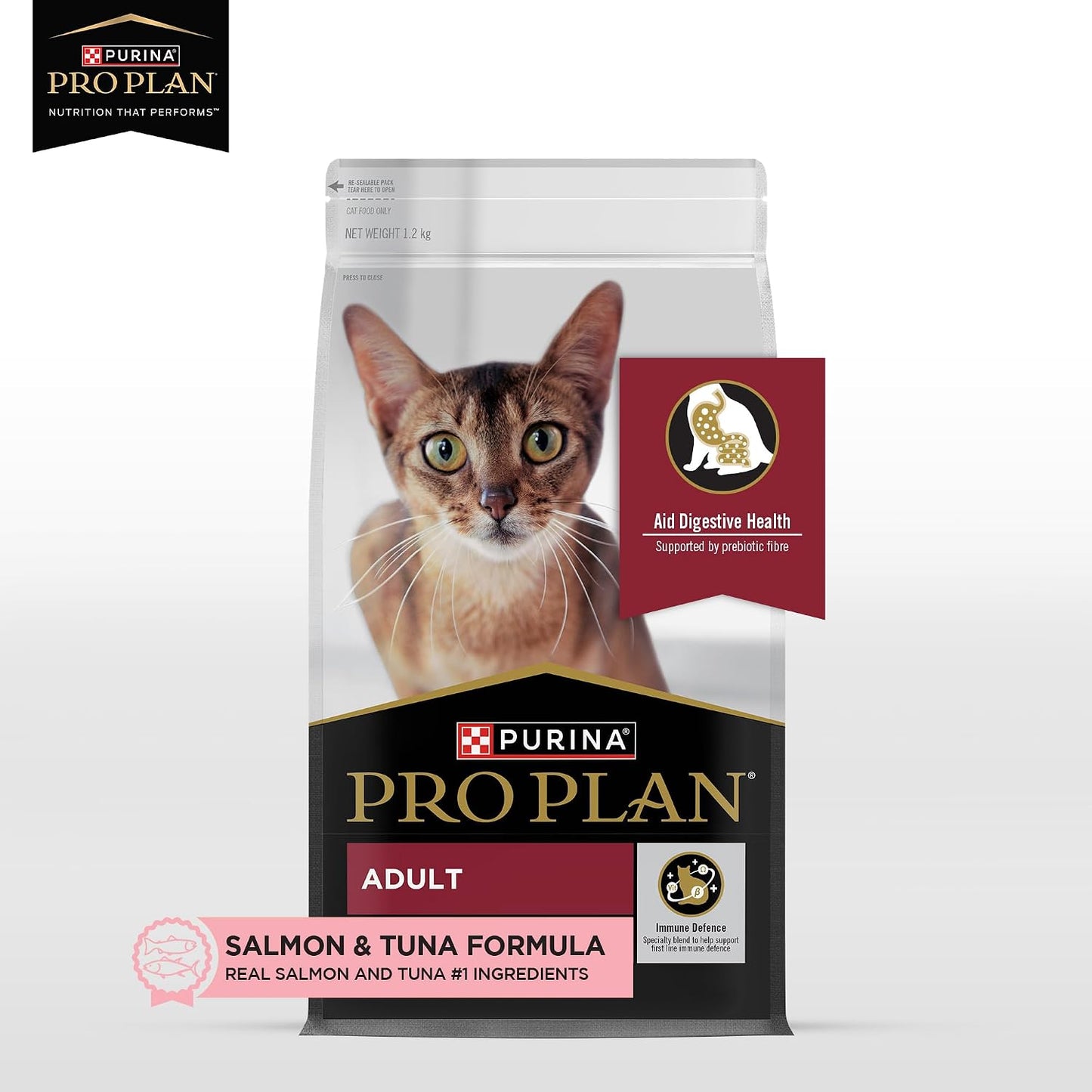 Purina Pro Plan Adult Cat Dry Food with Salmon & Tuna, 1.2kg Pack | With Salmon & Tuna, Complete & Balanced Nutrition, High Protein, Essential Vitamins & Minerals
