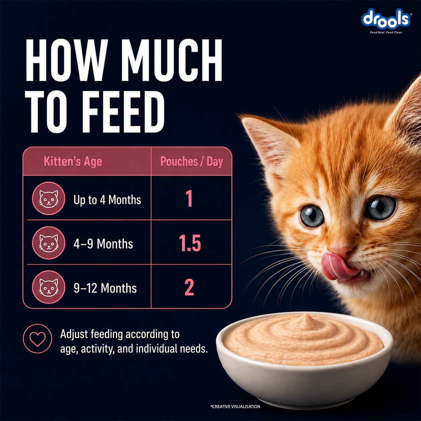 Drools Kitten Wet Mousse 80g | Salmon | High Protein | Promotes Hydration & Easy Digestion | Grain Free | No Artificial Additives | Enriched with Vitamins & Antioxidants