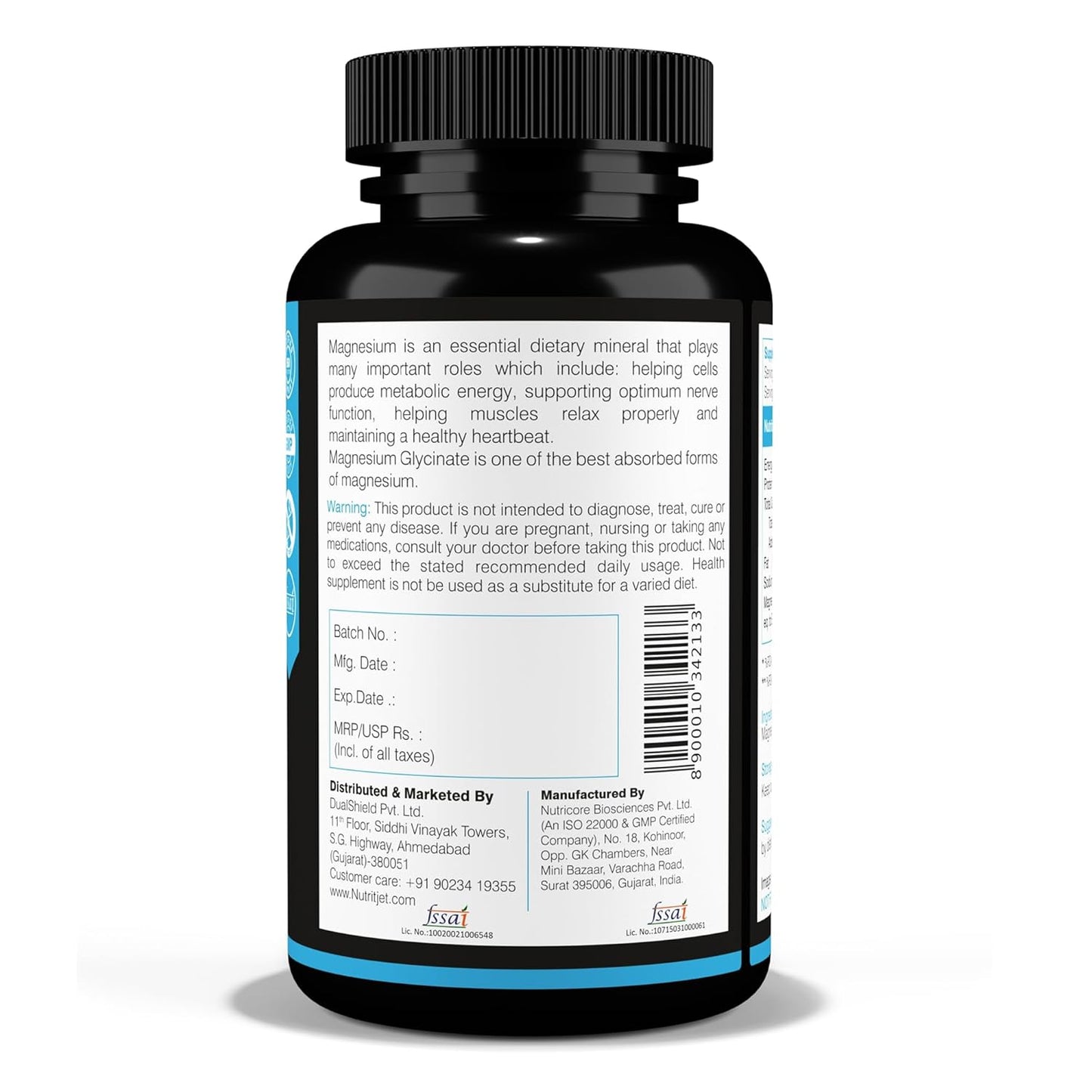 NutritJet Magnesium Glycinate 550mg – 120 Veg Capsules | High Absorption Chelated Magnesium for Sleep, Muscle Cramps, Relaxation & Nerve Health | Gentle on Stomach