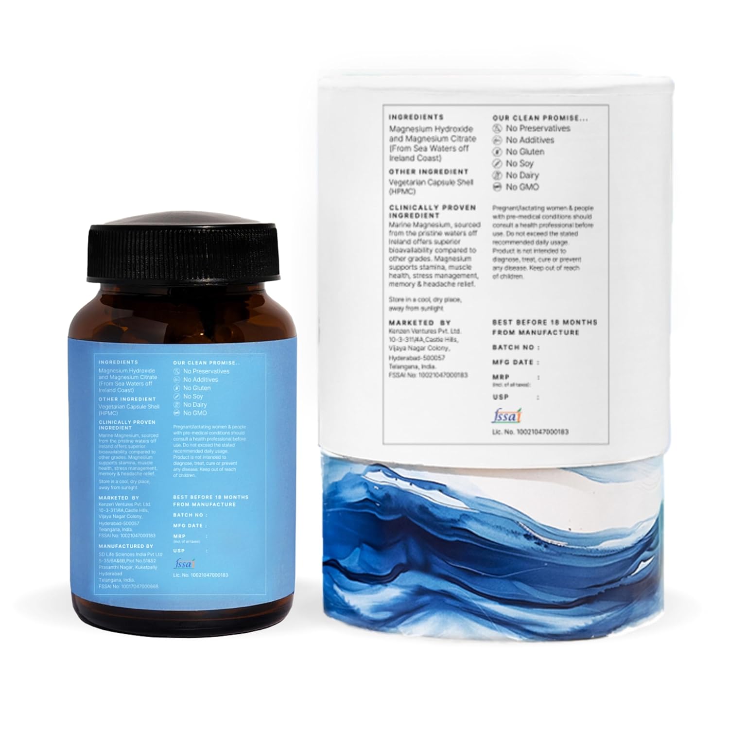 Zephivo Earthful Marine Magnesium | Sourced from Ireland Sea Waters | For Restful Sleep, Stress Relief, Muscle Relaxation | 30 Capsules (30 Days Pack)