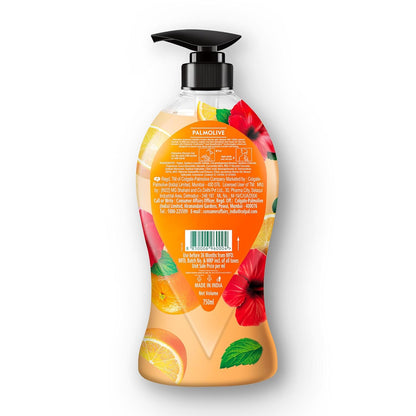Palmolive Mindful Awake Body Wash, 750ml Shower Gel Single Pump Bottle, 100% Natural Orange & Hibiscus Extracts, pH Balanced Bodywash, Free of Parabens & Silicones