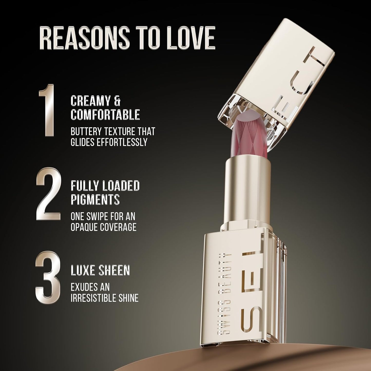 Swiss Beauty Select Crème Touch Hydrating Lipstick | With Vitamin E and Tea Tree Oil | High -shine finish | shade- Walnut Brown, 4g