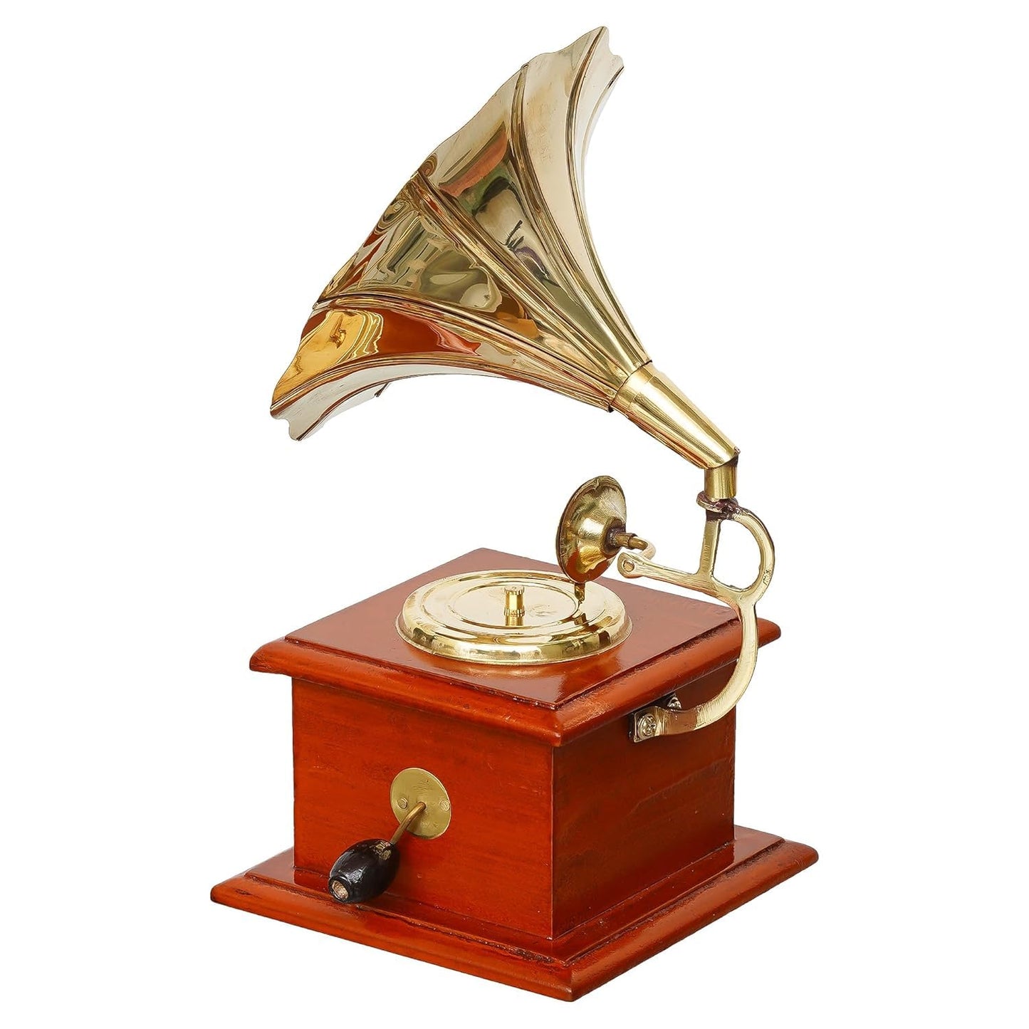 JaipurCrafts Premium Sparkle Square Gramophone Showpiece - 23 cm (Brass, Brown, Gold) (Black, Gold) (Brown, Gold)