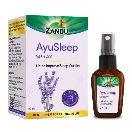Zandu AyuSleep Spray| Prepared with 100% Natural and Safe to Use Ingredients| Remedy for Sleep disturbances, stress & anxiety (Spray Bottle)