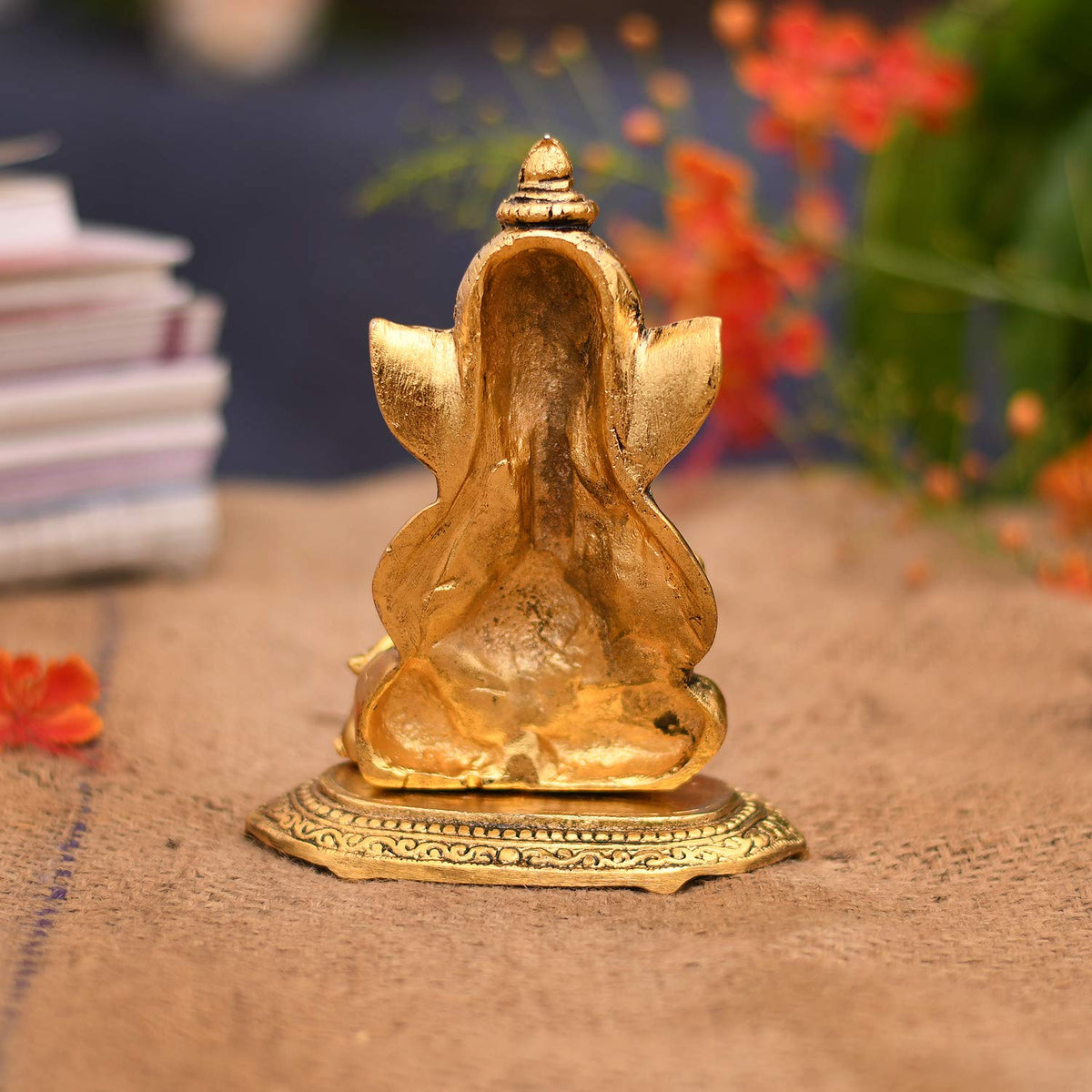 Metal Lord Ganesh Idol, 6.5 x 5 x 2.5 Inches, Golden (Model Number: GBS211)