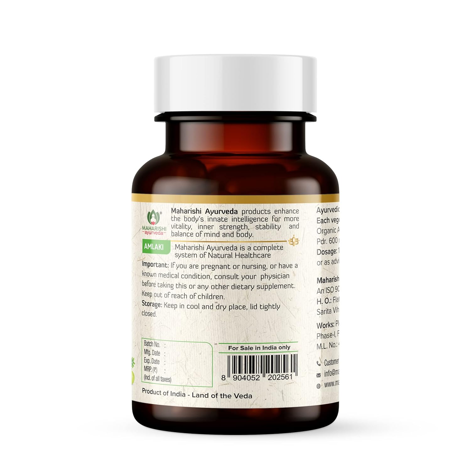 Zephivo Maharishi Ayurveda Organic Amalaki Capsules 700 MG | Amla Rasayana | Detoxifies Body | Rich In Vitamin C | Boosts Immunity | Improves Digestion (60 Capsules)
