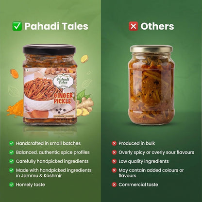 Pahadi Tales Ginger Pickle 200g | Adrak ka Achar in Mustard Oil | Sundried Homemade Pahadi Achaar | Traditional Pahadi Recipe | Ghar Ka Achar | Made in Jammu & Kashmir