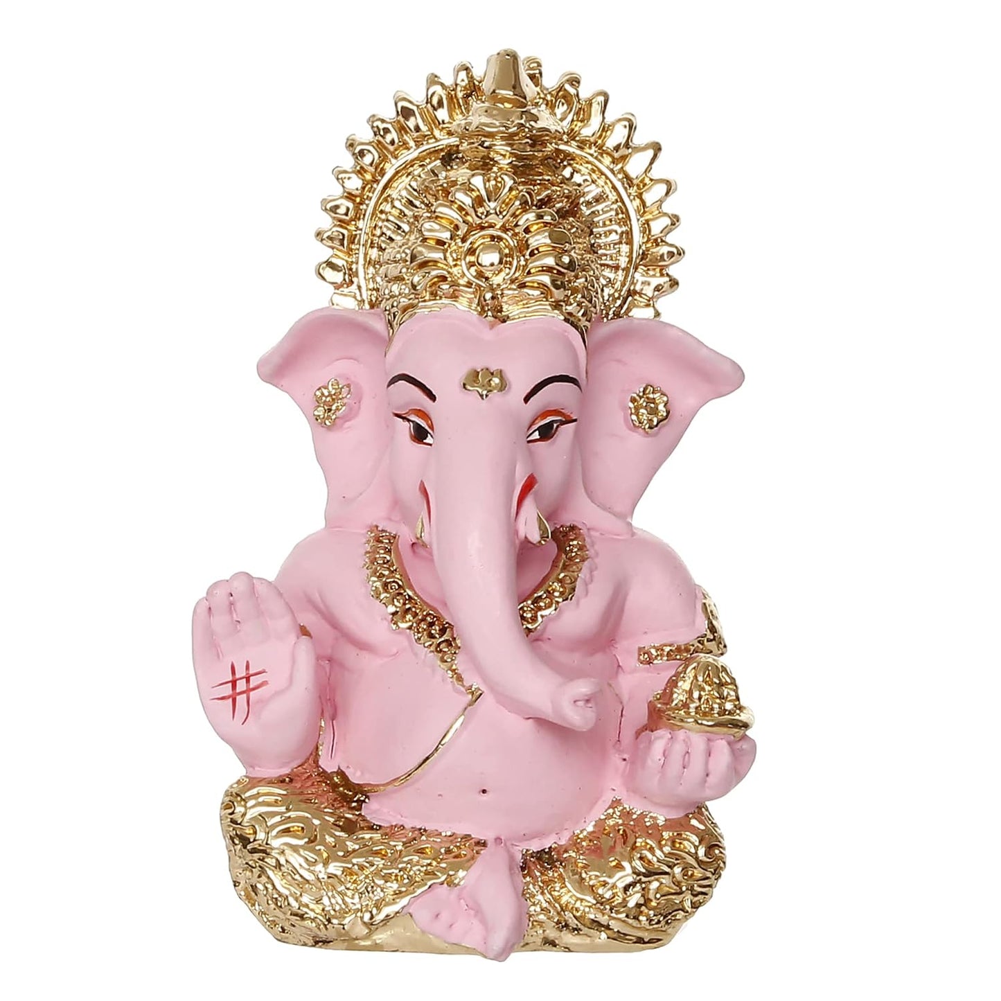 eCraftIndia Golden and Pink Polyresin Lord Ganesha Idol for Home, Temple, Office, and Car Dashboard - Gift for Family, Friends, Colleagues - Suitable for Ganesh Chaturthi, Diwali, Housewarming
