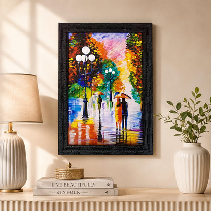Abstract Art Wooden Framed Painting | Ready to Hang- (Wooden Frame, Multicolor, 10inch x 14 inch)