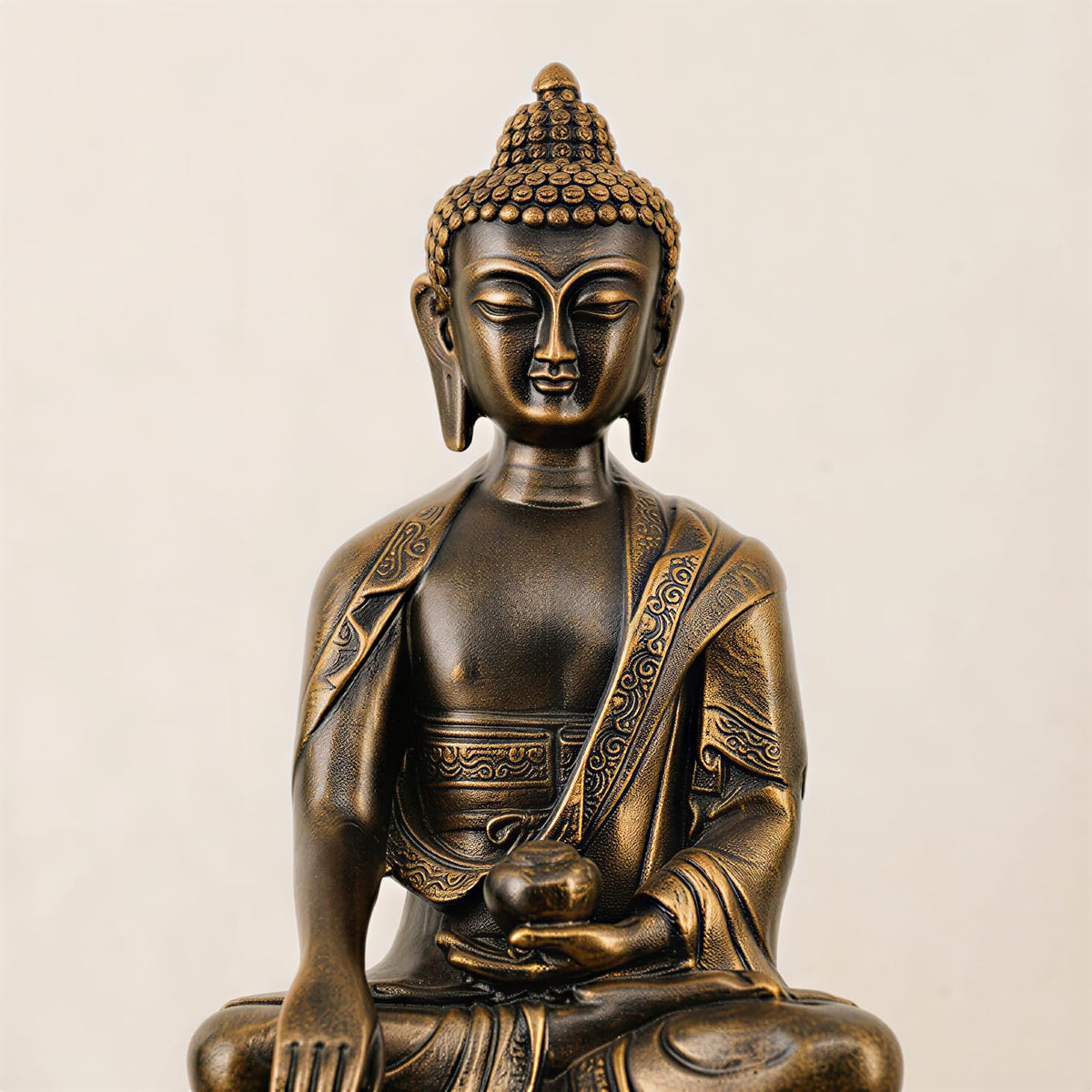 Buddha Statue showpiece Idol Home Decor Items for Living Room and Gifts (Antique Golden)