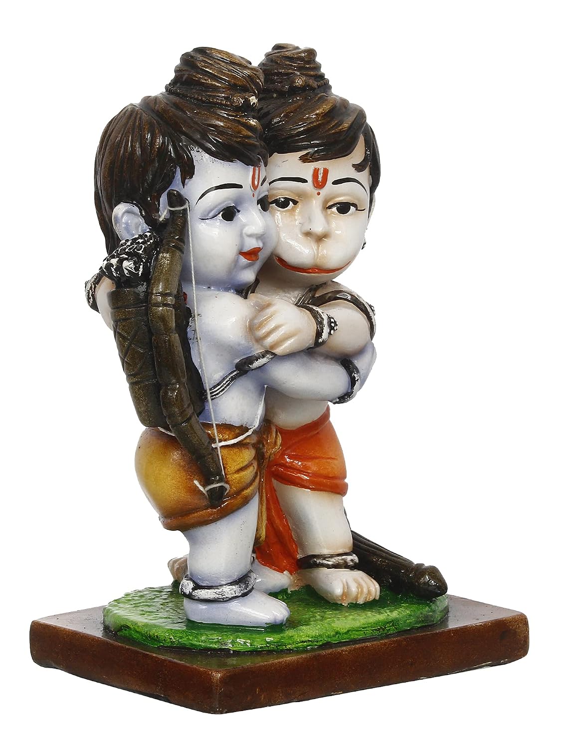 Handcrafted Polyresin Lord Ram Hugging Lord Hanuman Idol - Auspicious Religious Statue for Devotees and Spiritual Seekers - Ideal for Home, Office, Or Temple Decor