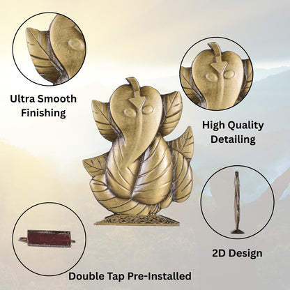 Ganpati Idol for Car Dashboard – Brass Finish Leaf Design Ganesh Ji Murti for Temple, Car & Office Decor (S910-BRS)