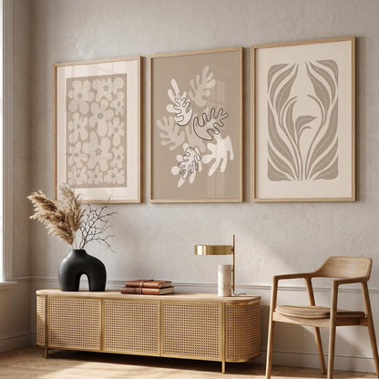 Boho Art Home Decoration Paintings With Frame For Living Room Bed Room Hotel Wall Decor Digital Reprint Set of 3 (13x17 inch)