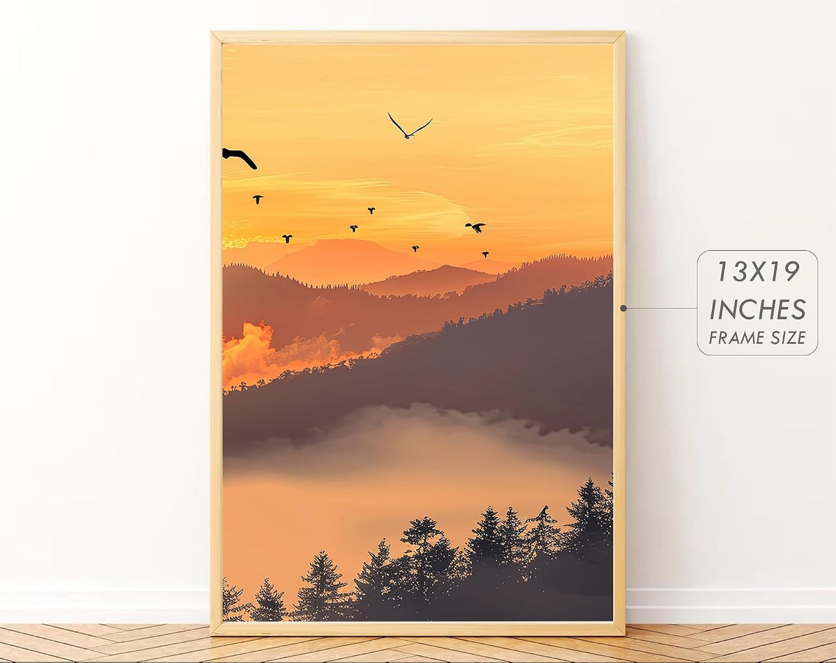 Big Modern Framed Posters Wall Decor Paintings For Living Room, Bedroom/Big Paintings For Wall Decoration, Frames For Wall Decor Set of 3 (13x19 Inches) (Sun Set)