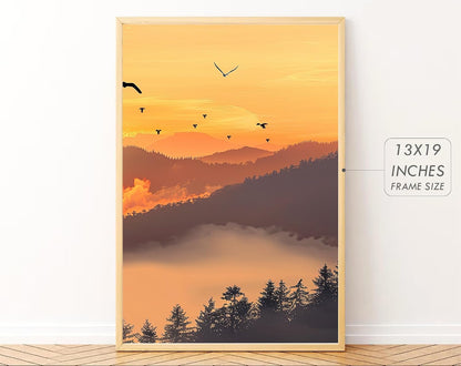 Big Modern Framed Posters Wall Decor Paintings For Living Room, Bedroom/Big Paintings For Wall Decoration, Frames For Wall Decor Set of 3 (13x19 Inches) (Sun Set)