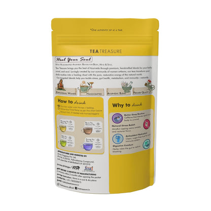Tea Treasure Stress Relief Tea, Ayurvedic Loose Leaf Green Tea Blend with Ashwagandha Root, Matcha & Brahmi | Calm Mind, Anxiety Relief & Sustained Focus | Jitter-Free Clean Energy, Low Caffeine