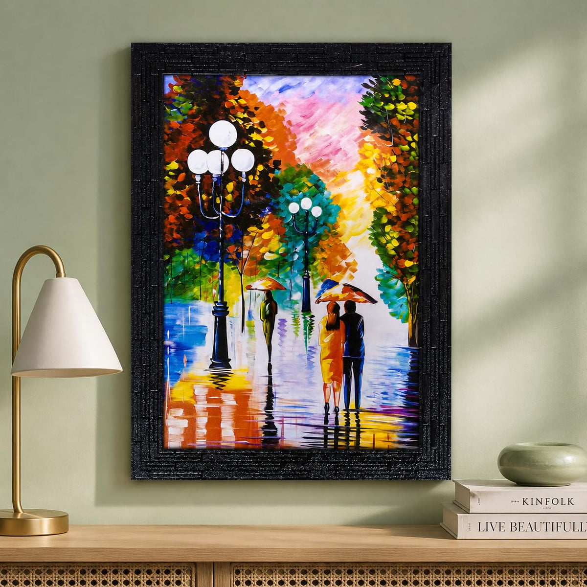 Abstract Art Wooden Framed Painting | Ready to Hang- (Wooden Frame, Multicolor, 10inch x 14 inch)