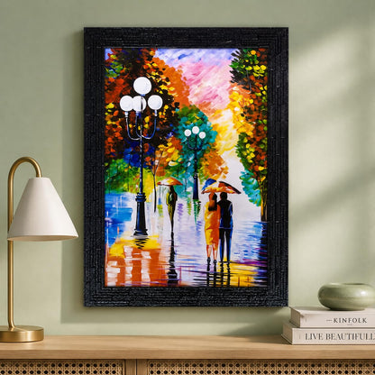 Abstract Art Wooden Framed Painting | Ready to Hang- (Wooden Frame, Multicolor, 10inch x 14 inch)
