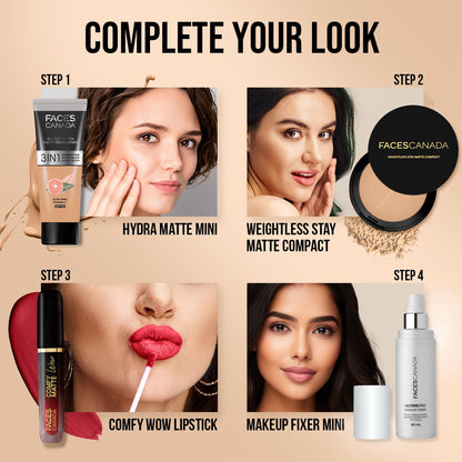 FACESCANADA Weightless Stay Matte Finish Compact Powder - Natural, 9g | Non Oily Matte Look | Evens Out Complexion | Hides Imperfections | Blends Effortlessly | Pressed Powder For All Skin Types