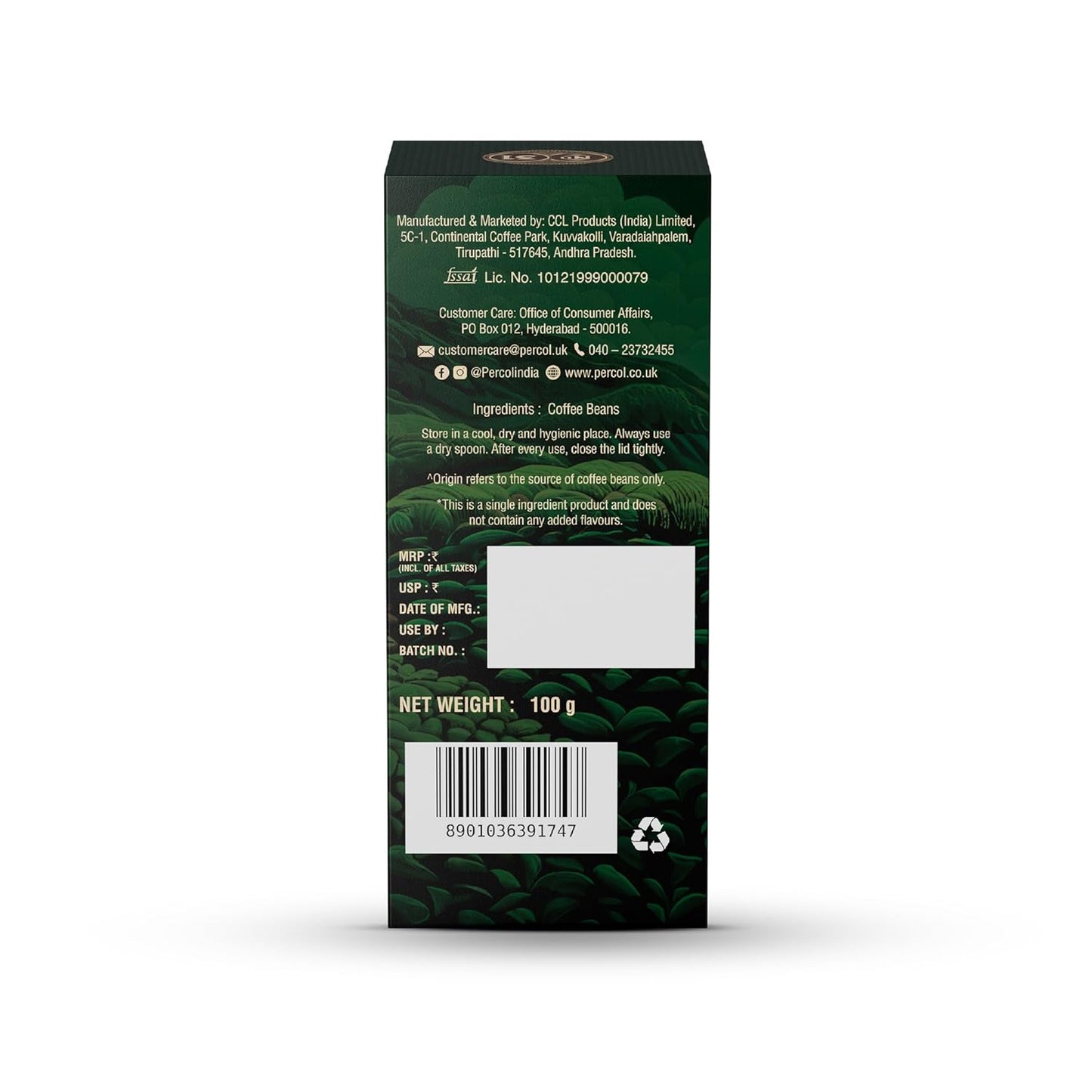 PERCOL Premium Instant Coffee | Intenzo Blend 31 | Crafted with Premium Imported Beans | Freeze Dried | Designed in UK | 100g Jar | 100% Pure Coffee | Flavorful & Aromatic Coffee