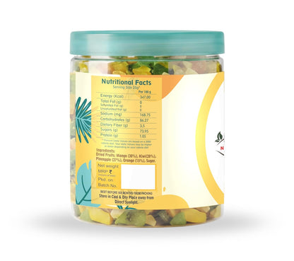 Nutriefoods Premium Tropical Dried Fruit Mix - Blend of Dried Mango, Kiwi, Pineapple, and Oranges (250gm)