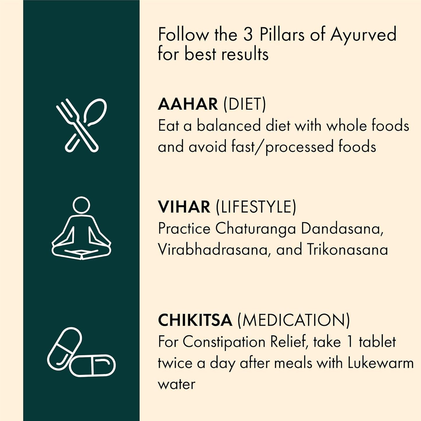 Dr. Vaidya's Constipation Relief Tablets | Improves Digestion & Regulates Bowel Movement | Sonamukhi, Haritaki & Sunth | (30 Tablets)