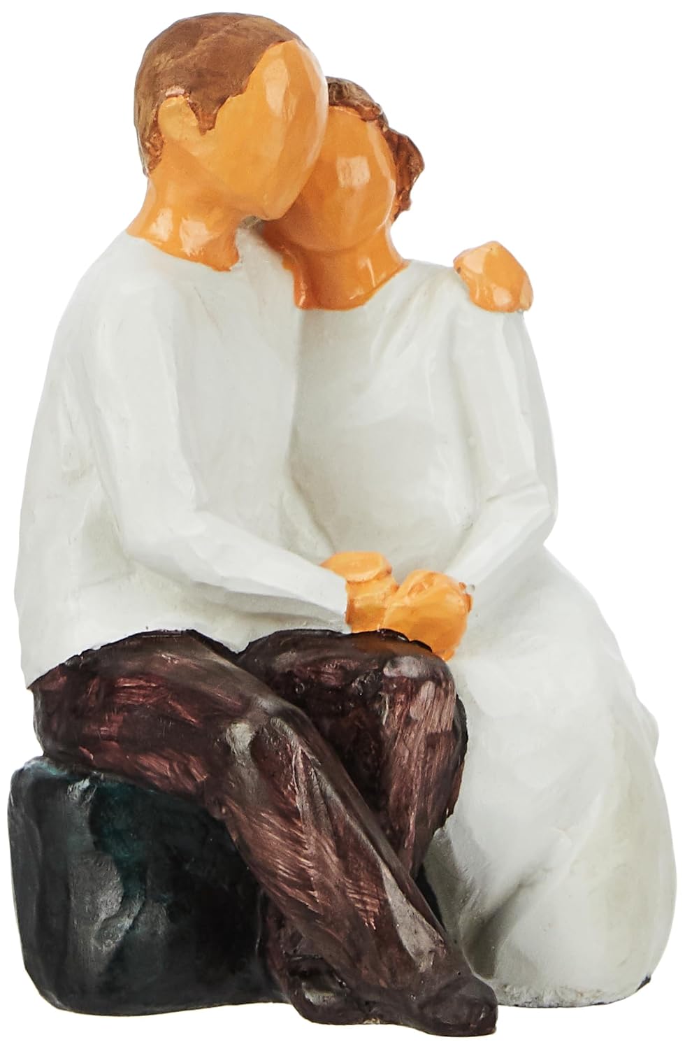 Beautiful Hand Painted Medium Size Resin Sitting Romantic Couple (Pack of 1, Black & White)
