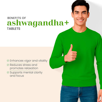Vedistry Ashwagandha+ Tablets – 60 Tablets | Ayurvedic Tablets for Stamina, Stress, Rejuvenates Mind & Immunity Support with Ashwagandha & Piperine | Natural Supplement for Energy, Vitality, Muscle Recovery & Strength (Pack of 1)