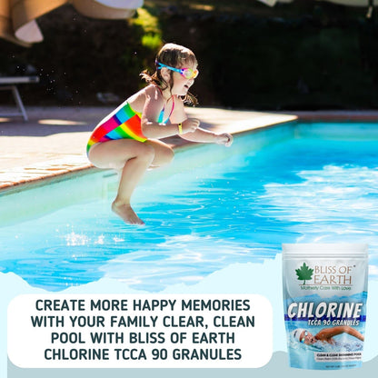 Bliss of Earth Japanese Chlorine Powder for Pool, Clean & Clear Swimming Pool, Kills Bacteria & Stops Algae, Pool Disinfectant Granular Chlorine, 907g