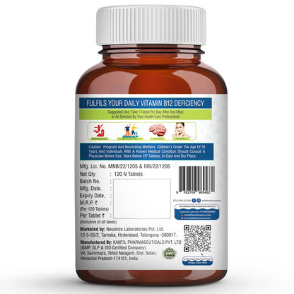 THE BODY RESERVE Vitamin B12 Supplements Methylcobalamin 500 Mcg Tablets | Active For Men & Women 120 Veg (4-Month Supply)