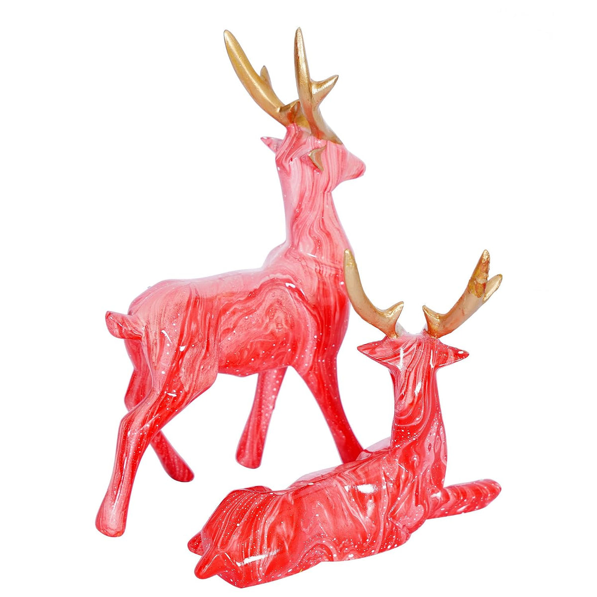 Deer Showpiece for Home Decor & Office Decor (Set of 2) 38% Off (Baby Pink) ,Resin
