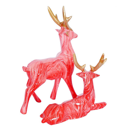 Deer Showpiece for Home Decor & Office Decor (Set of 2) 38% Off (Baby Pink) ,Resin