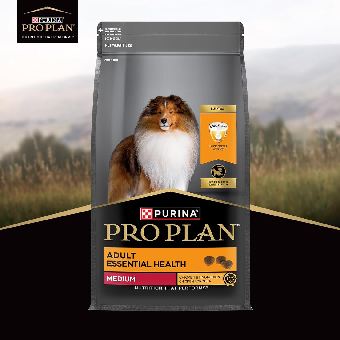 Purina Pro Plan Adult Dog Dry Food for Medium Breed Dogs, 1kg Pack | With Complete & Balanced Nutrition, High Digestibility, Proprietary Blend, No Added Artificial Colours & Flavours