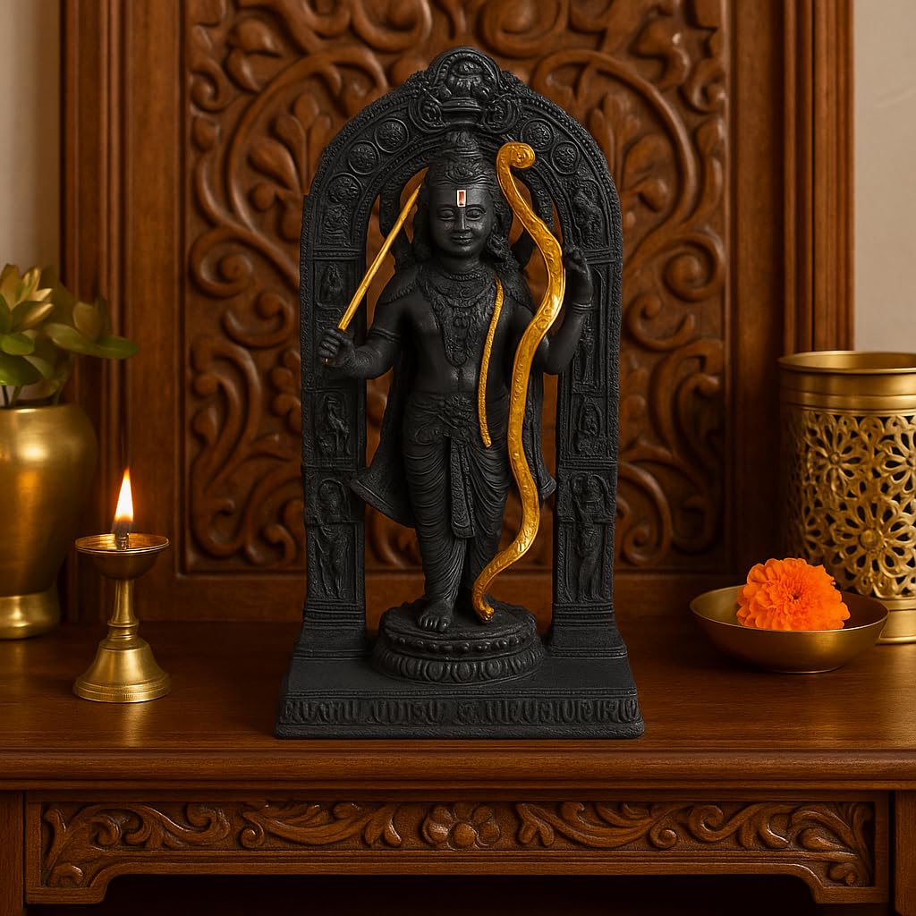 Divine 6-Inch Ram Lalla Idol - Handcrafted Poly Resin Statue for Home Decor and Worship | Ram Lalla 3D dol Statue Showpiece Murti