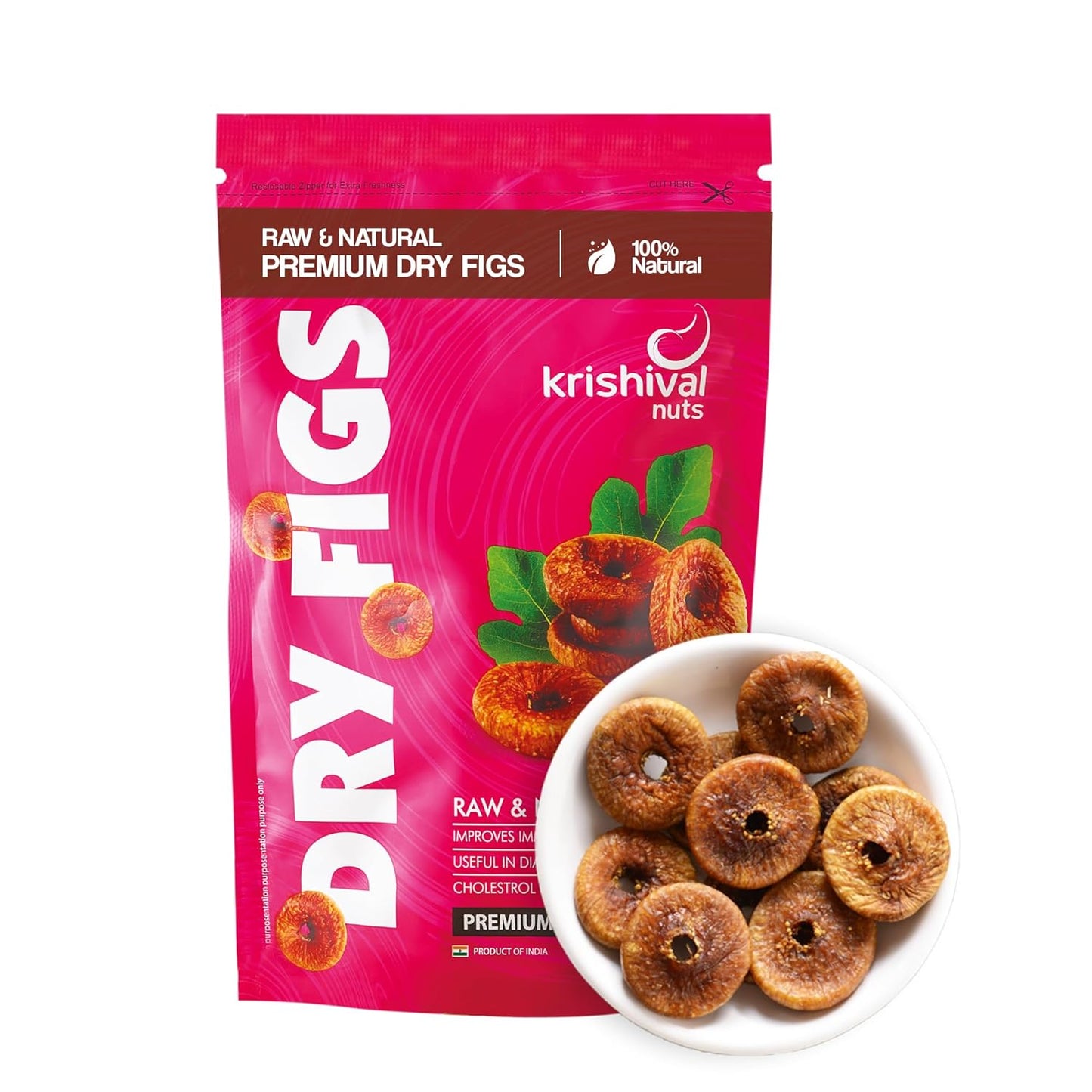 KRISHIVAL NUTS Premium Dried Anjeer 250 Grams Pack of 1 | Dry Figs Anjeer | Rich source of Fibre Calcium & Iron | Low in calories and Fat Free | Non-GMO Dried Figs