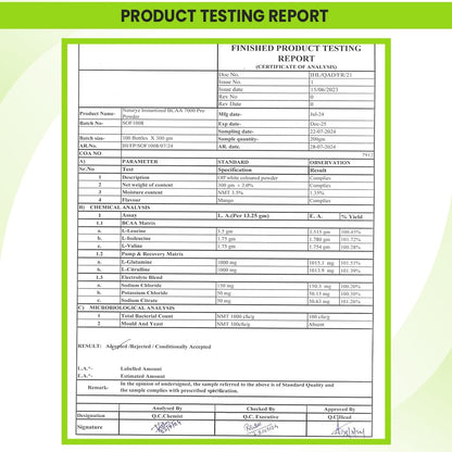Product testing report with a green border