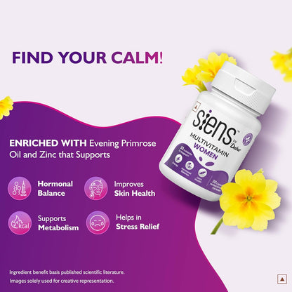 Siens By Dabur Multivitamin for Women-30 capsules | 32 nutrients to support Overall Health, Energy, Hormonal balance & Joint Health, 1 count