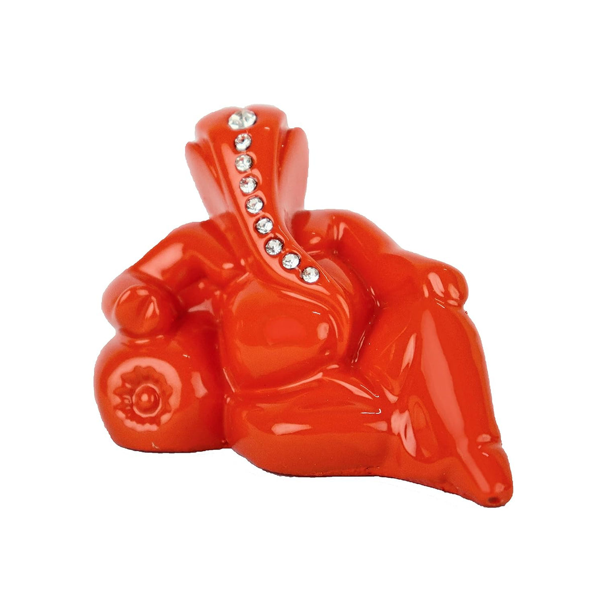 Polyresin Orange Ganesha Statue for Car Dashboard God Ganesh Murti Ganpati Idol Figurine with Double Side Tape