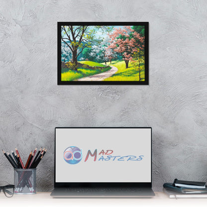 Tree Scenery Painting Aesthetic Hanging Photo Frame Decorative Item Home Decoration and Wall Decor for Living Room and Bedroom (MM 1597, 30.5L x 20.3W cm, Paper, With Plexi Glass)