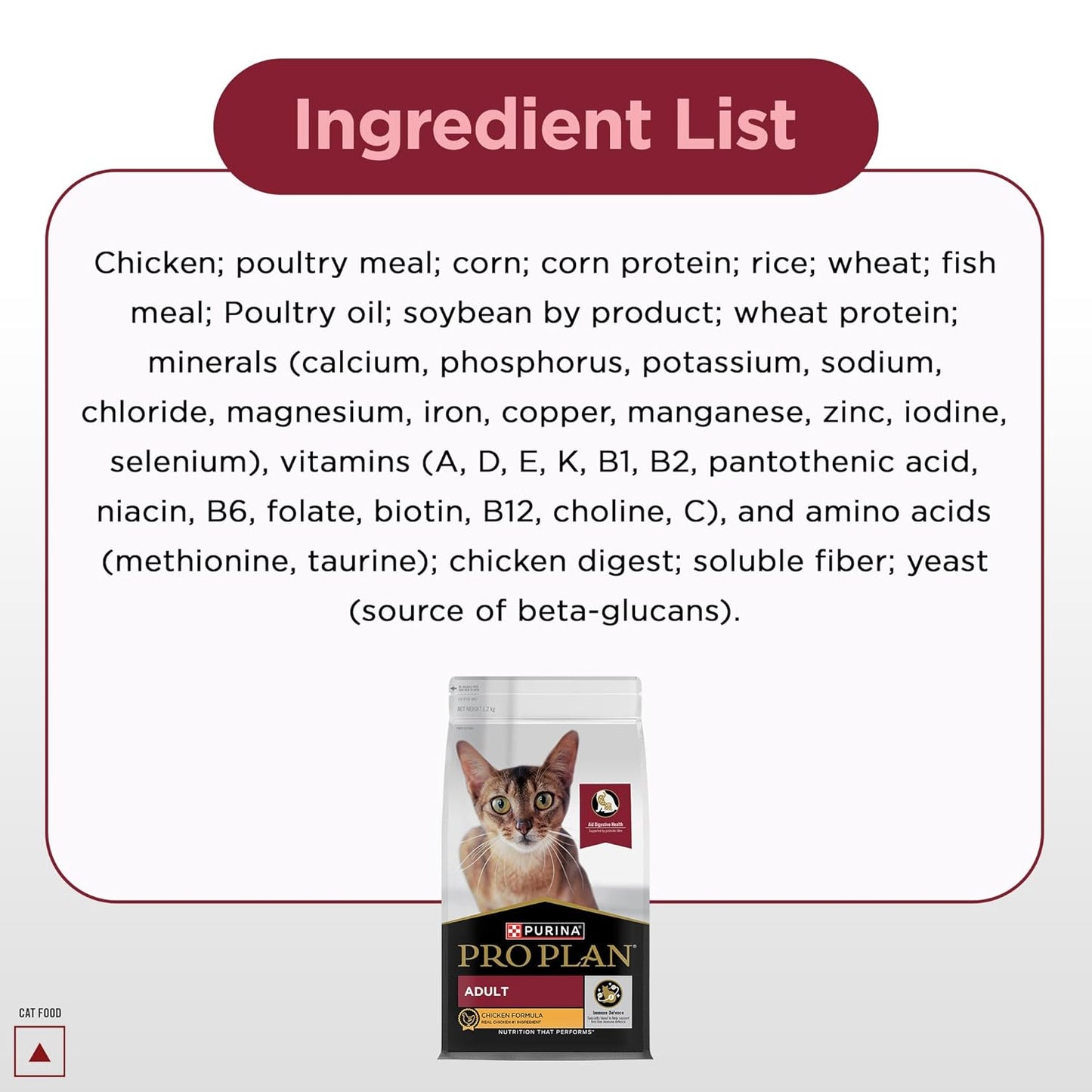 Purina Pro Plan Adult Cat Dry Food with Chicken, 1.2kg Pack | With Chicken, High Quality Nutrition, Complete & Balanced Diet, Essential Vitamins & Minerals