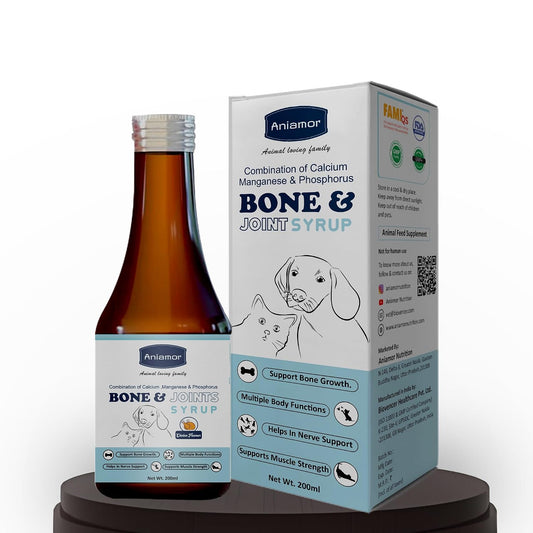 Aniamor Bone & Joint Care Syrup for Dogs and Cats | Calcium Syrup for Dogs | Helps in Bone Formation | Joint Support Supplement | Dogs Supplement | for All Life Stages | Chicken Flavour | 200ml