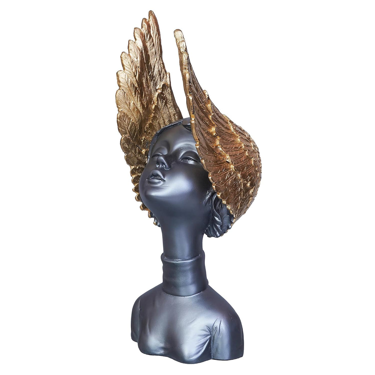 Grey Golden Resin Fairy Lady Statue Showpiece for Home Decor Living Room Bedroom Office Desk Table TV Unit | Women's Day Gift for Ladies Friends | Housewarming Birthday Gift for Women