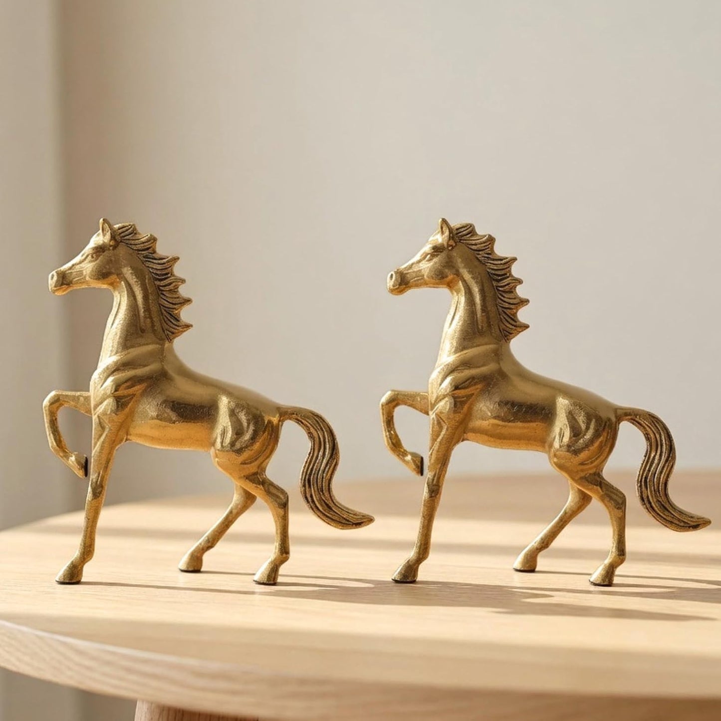 BEHOMA Metal Horse Figurine Showpiece Pack of, Gold - Set of 2