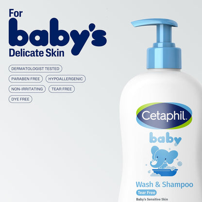 Cetaphil Baby Wash & Shampoo with Organic Calendula ,Tear Free , Paraben, Colorant and Mineral Oil Free , 13.5 Fl. Oz