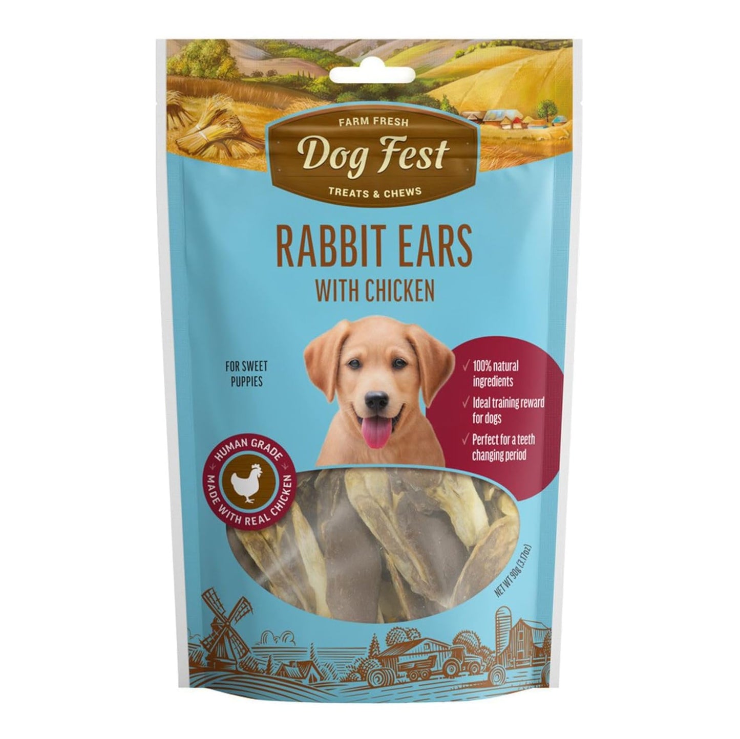 BarkButler x Dogfest Rabbit Ears & Chicken Treats for Dogs | Meat-First | Human Grade | Natural Ingredients | 0% Artificial Colours & Preservatives | Dog Treats for Puppy | 90g