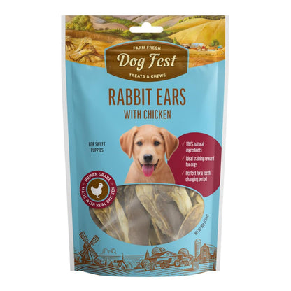 BarkButler x Dogfest Rabbit Ears & Chicken Treats for Dogs | Meat-First | Human Grade | Natural Ingredients | 0% Artificial Colours & Preservatives | Dog Treats for Puppy | 90g