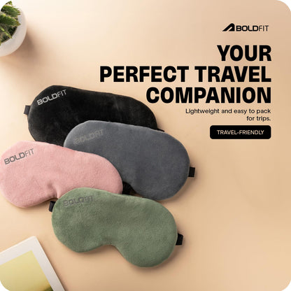 Boldfit Eye Mask for Sleeping with Adjustable Strap Super Soft Sleeping Mask Blind Fold for Comfortable Sleep Travelling Sleep Mask Pad for Girls Sleeping Eye Mask Blind Folds for Sleeping - Black